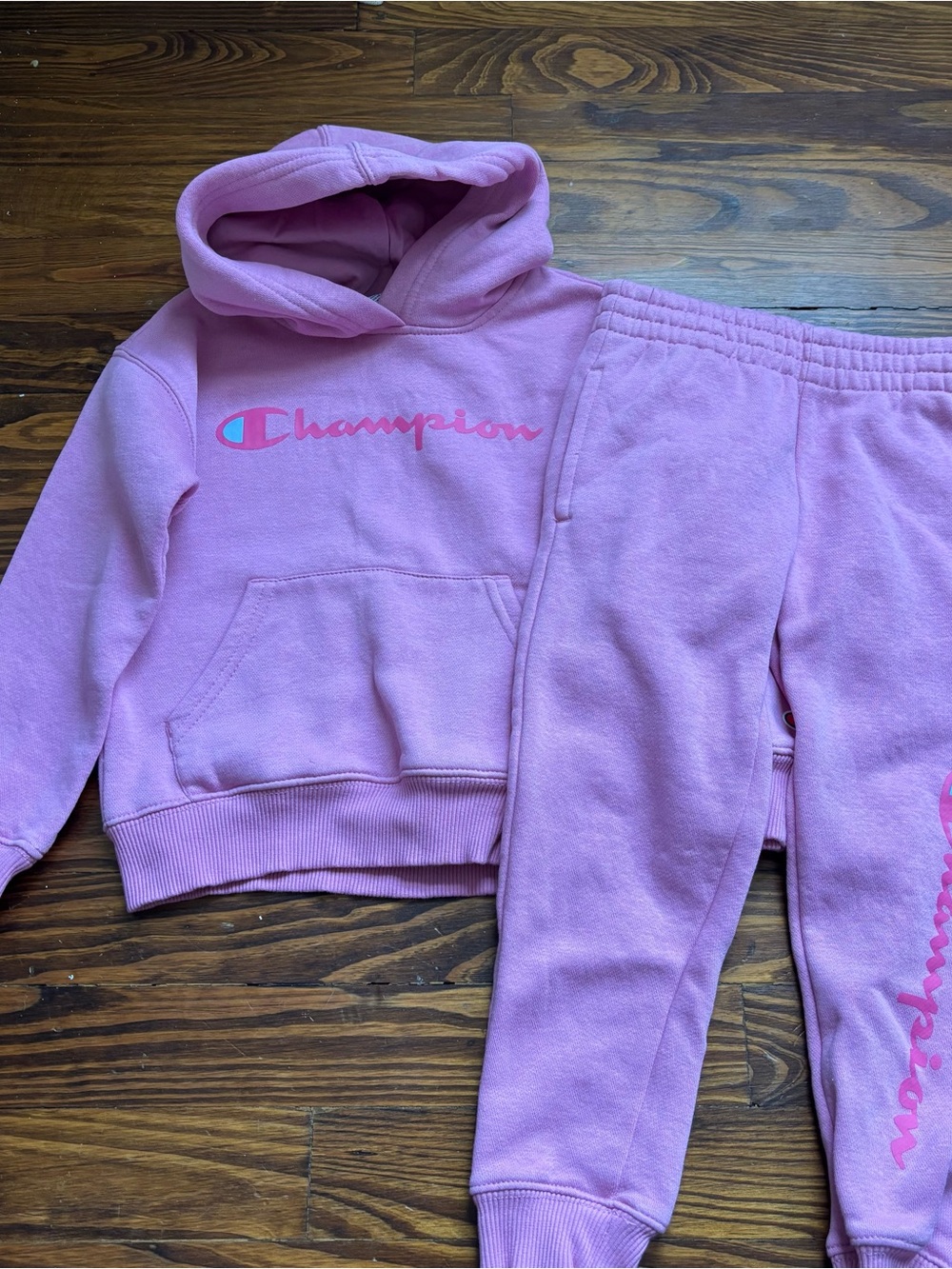 Champion Kids Pink Hoodie Set with Logo Detail